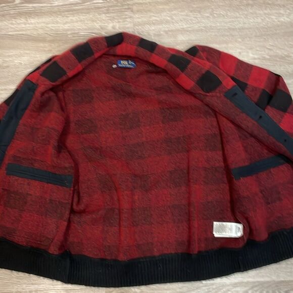 POLO RALPH LAUREN Men's Iconic Red Black Plaid Cardigan Blue label - Picture 8 of 9